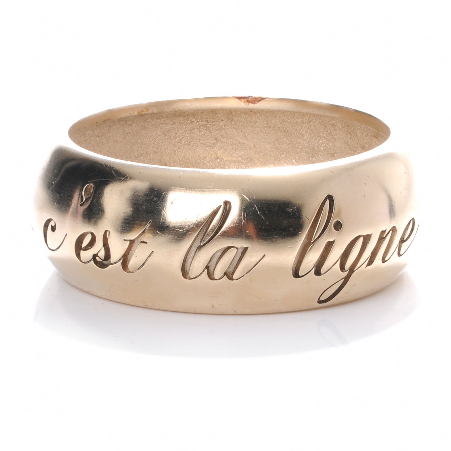 Wide Metal L'Elegance French Quote Bangle Gold