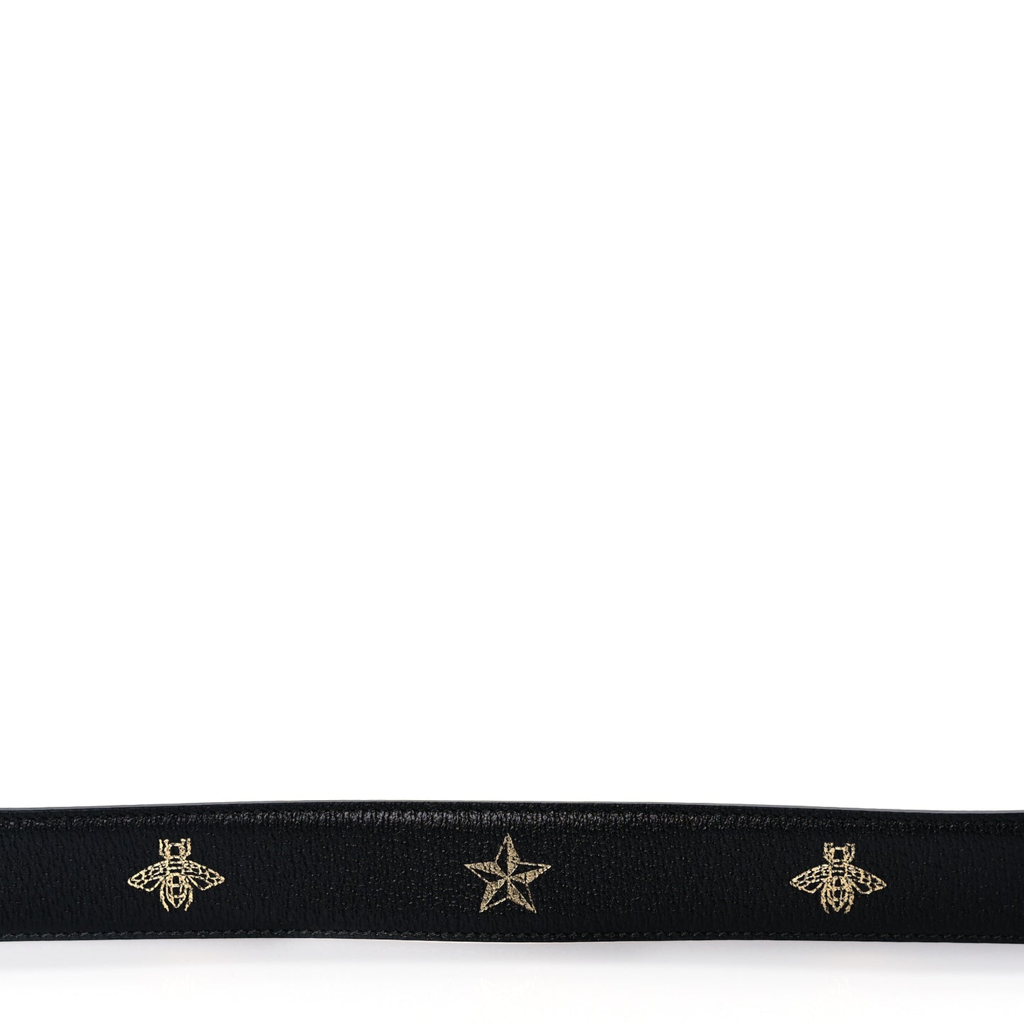 Textured Dollar Calfskin Bees And Stars Print Mens 35mm Belt 110 44 Black Gold