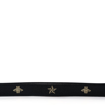 Gucci Textured Dollar Calfskin Bees And Stars Print Mens 35mm Belt 110 44 Black Gold 7 of 7