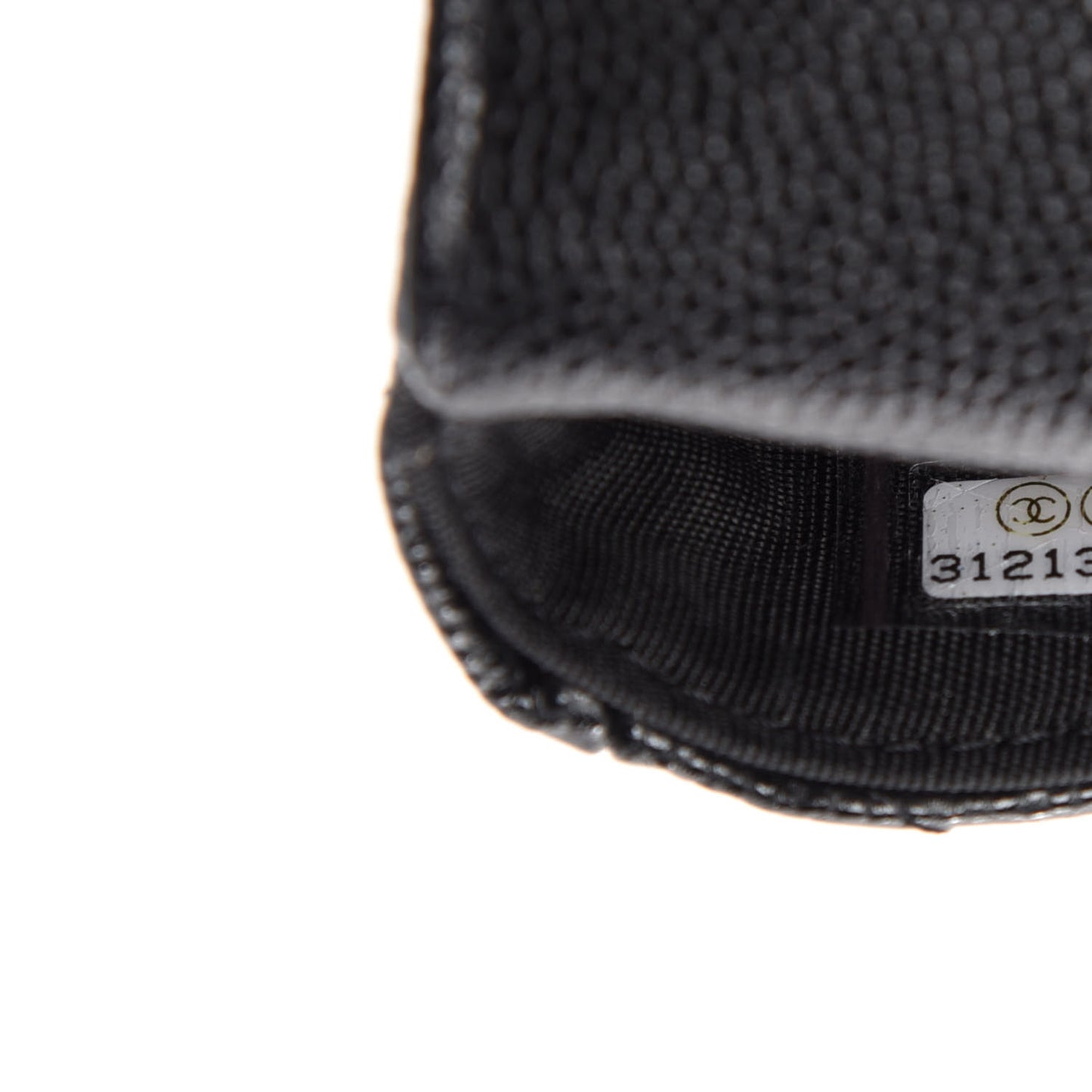 Caviar Quilted Pearl Card Holder On Chain Black