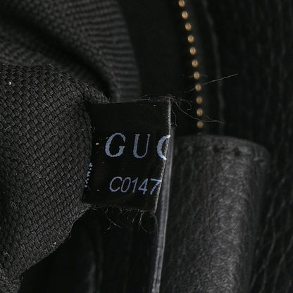 Gucci Pebbled Calfskin Medium Bamboo Shopper Tote Black 10 of 13