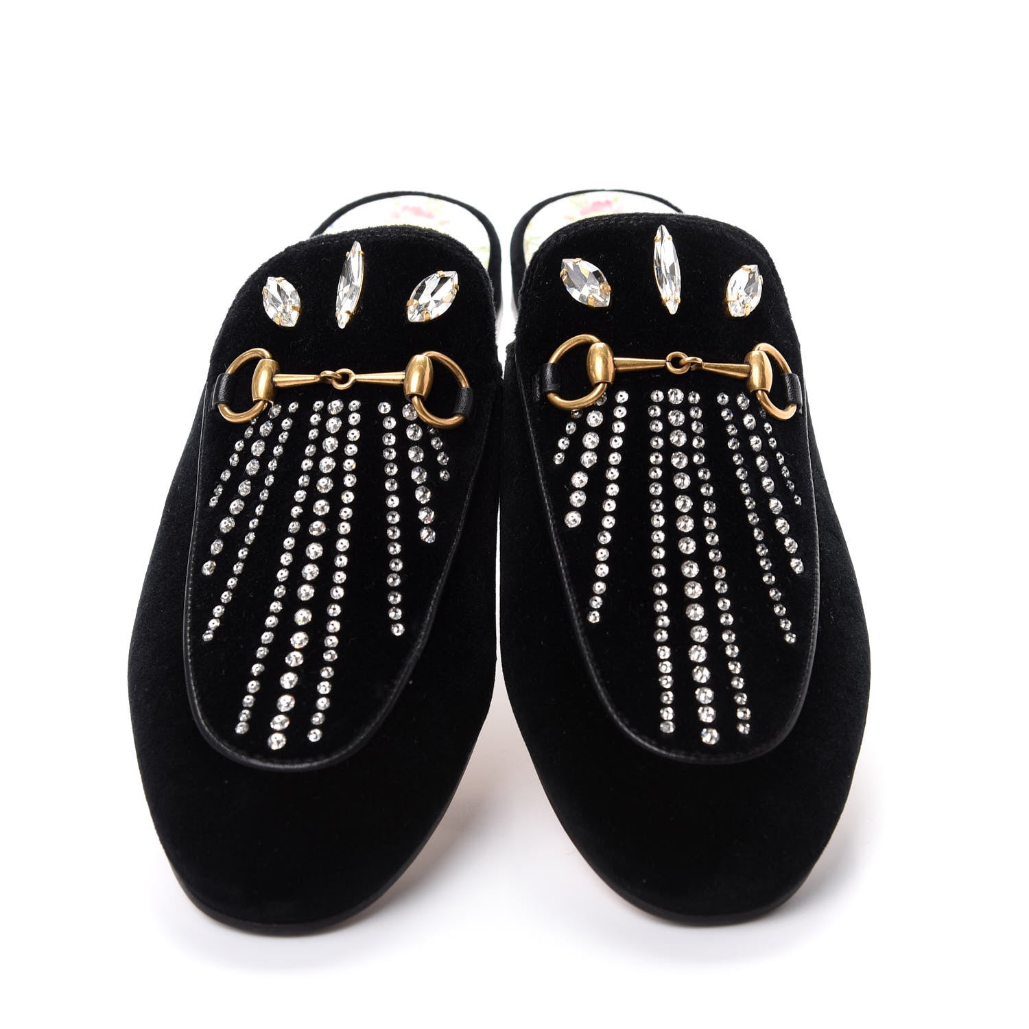 Gucci Velvet Marquise Crystals Womens Princetown Slippers 38.5 Black 5 of 11