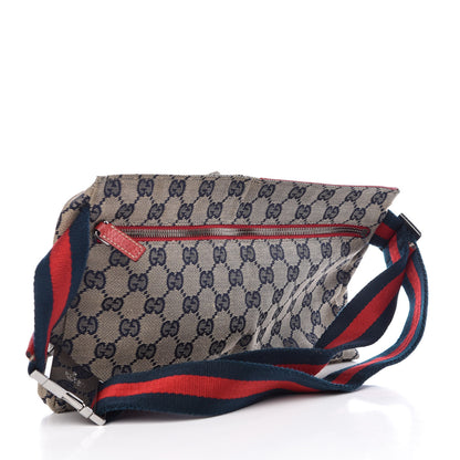 Gucci GG Monogram Web Double Pocket Belt Bag Navy Red 3 of 7