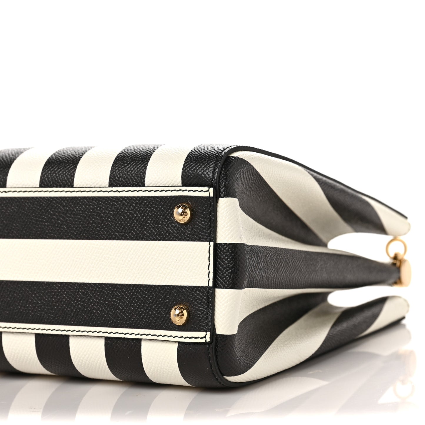 Dauphine Striped Top Handle Satchel Black White