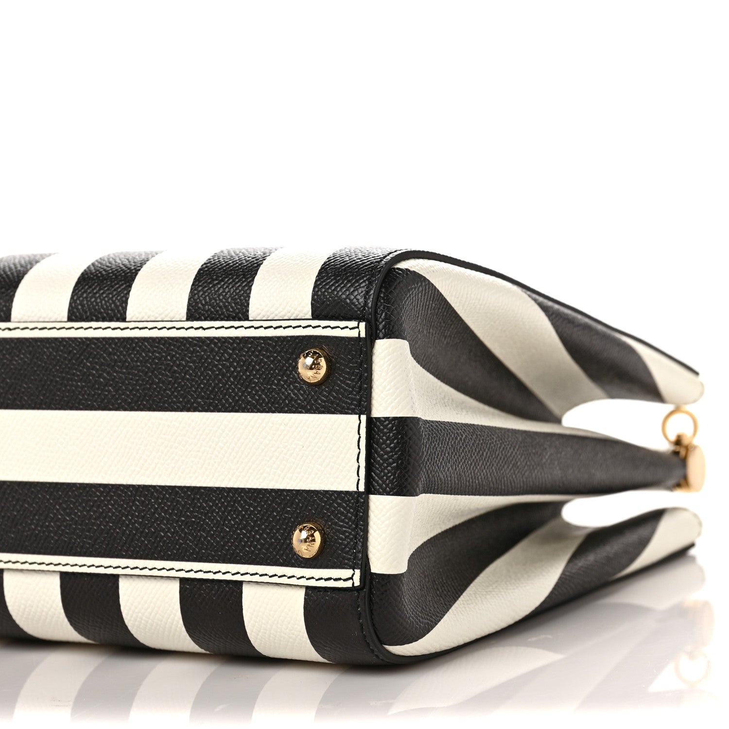 Dolce & Gabbana Dauphine Striped Top Handle Satchel Black White 7 of 7