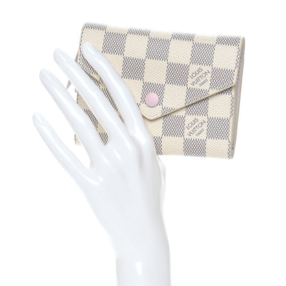Louis Vuitton Damier Azur Victorine Wallet Rose Ballerine 2 of 8