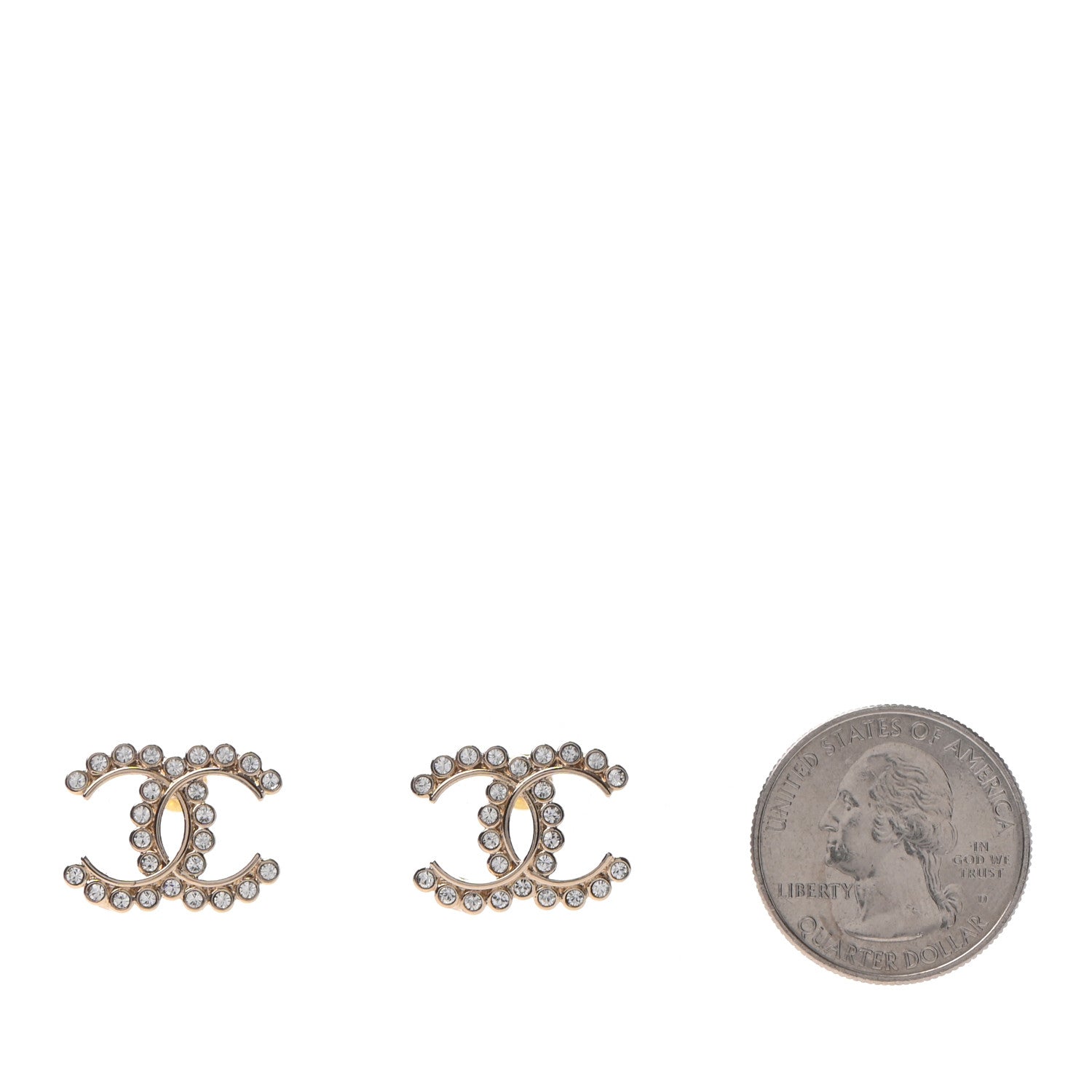 Chanel Crystal CC Earrings Gold 2 of 4