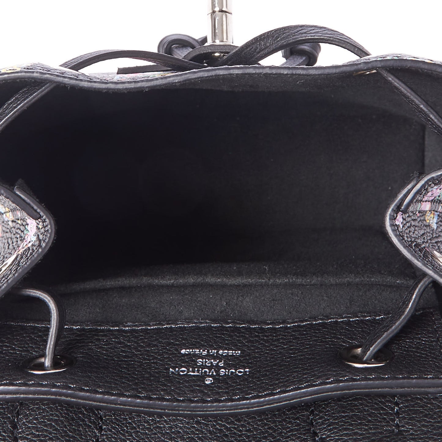 Calfskin Flower Lockme Mini Backpack Black Multicolor