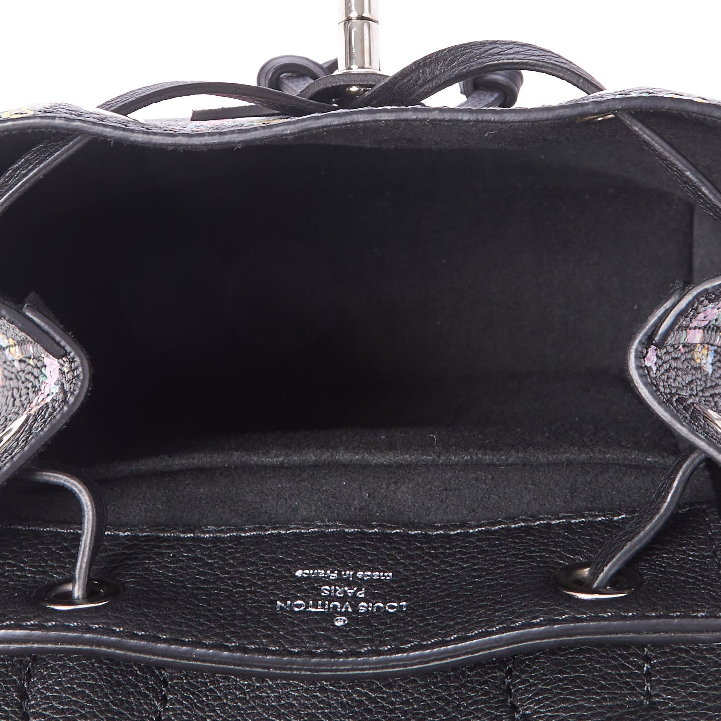 Louis Vuitton Calfskin Flower Lockme Mini Backpack Black Multicolor 9 of 9