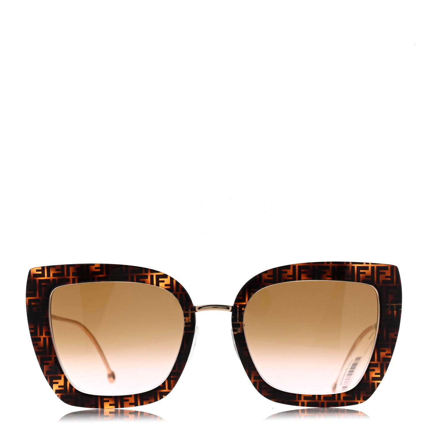 Acetate Metal F is Fendi FF Square Cat Eye Sunglasses FF 0424/F/S Havana