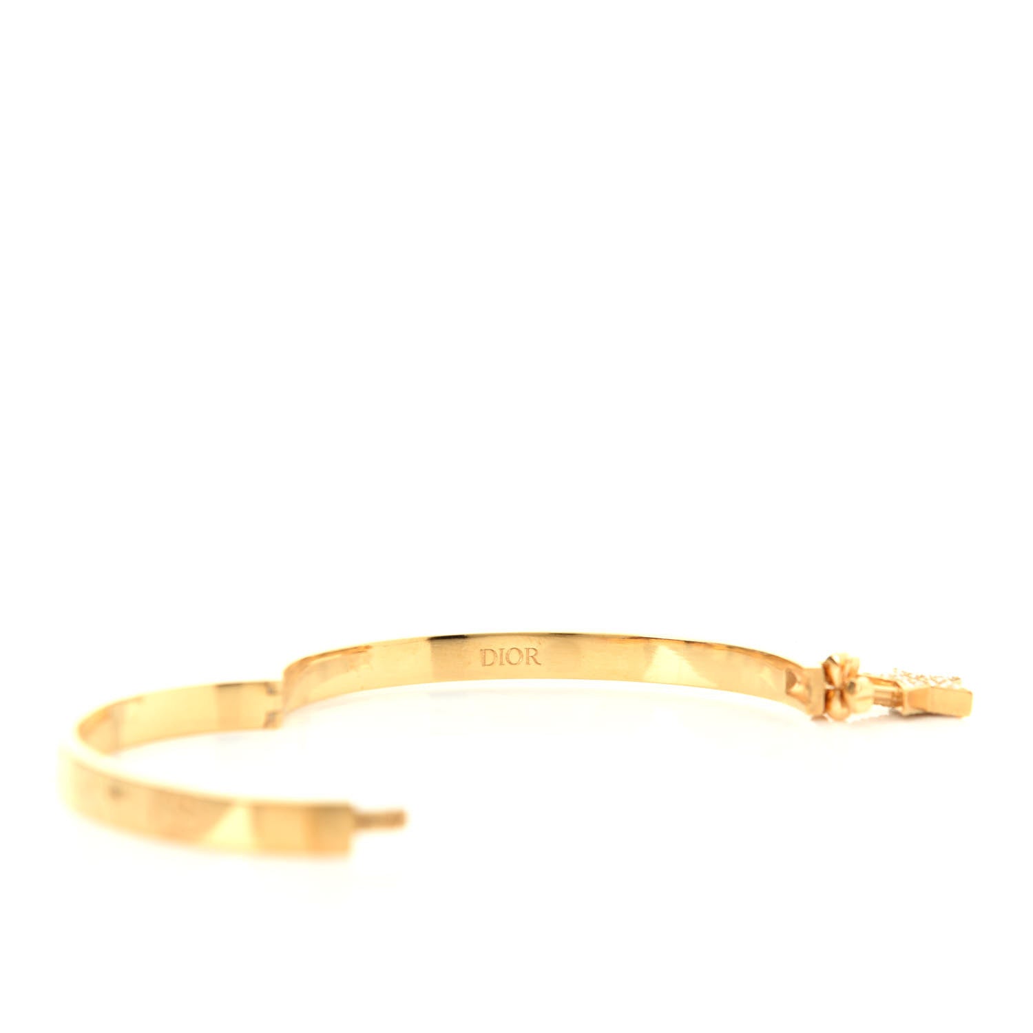 Christian Dior Metal Crystal Lucky Locket Star Bracelet Gold 4 of 5
