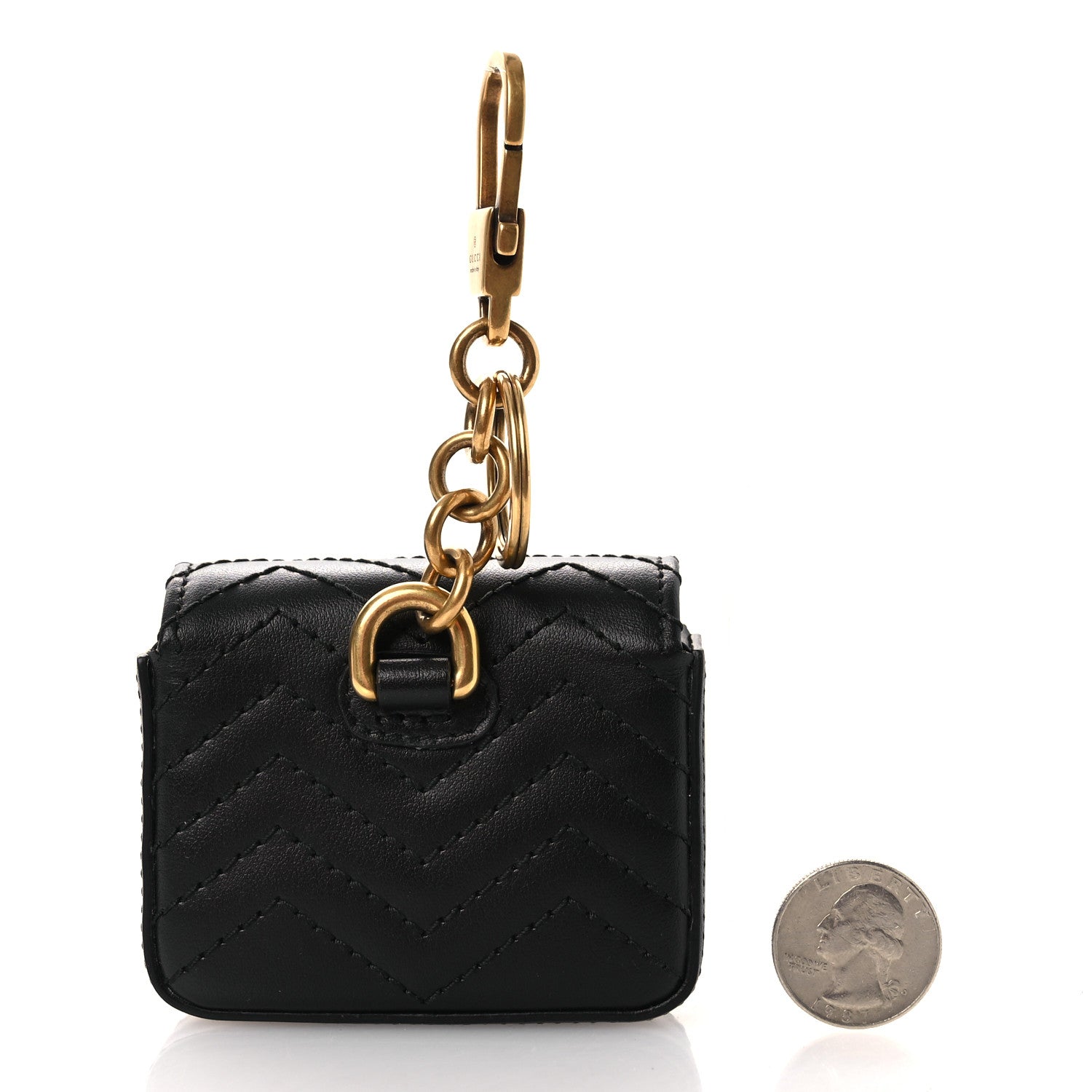 Gucci Calfskin Matelasse GG Marmont Key Chain Black 2 of 8