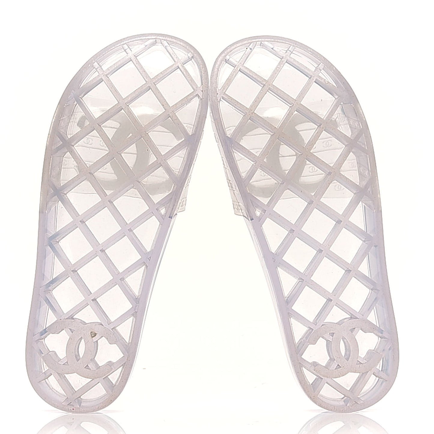 PVC Transparent CC Flat Slide Sandals 39 White