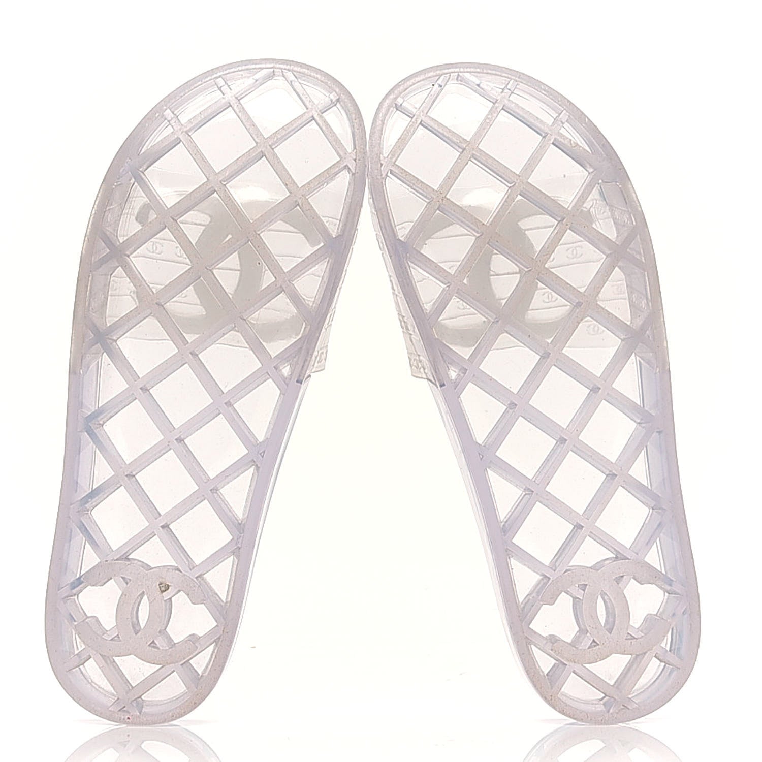 Chanel PVC Transparent CC Flat Slide Sandals 39 White 5 of 6
