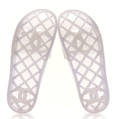Chanel PVC Transparent CC Flat Slide Sandals 39 White 5 of 6