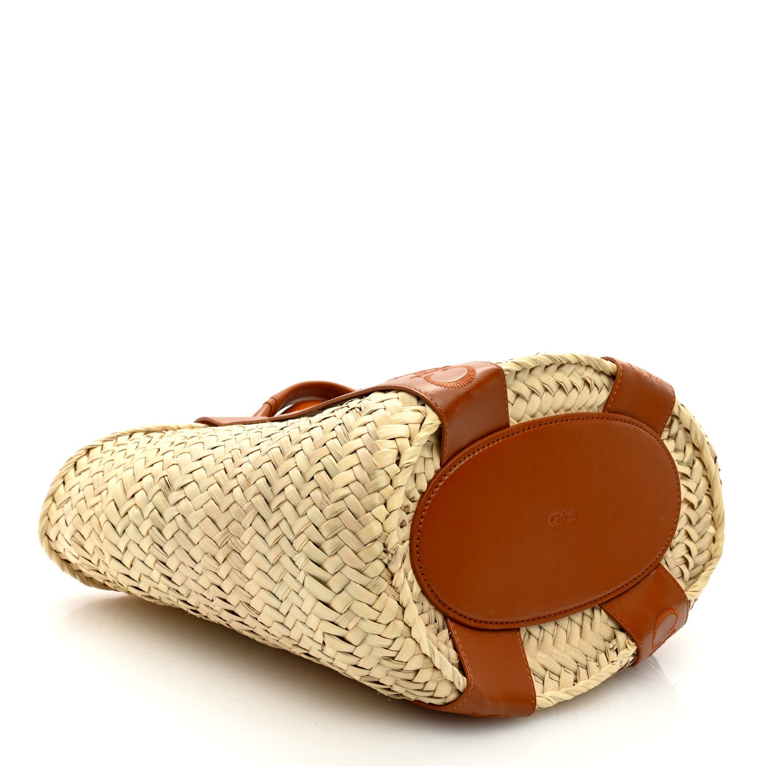 Chloe Raffia Smooth Calfskin Medium Sense Basket Caramel 4 of 8