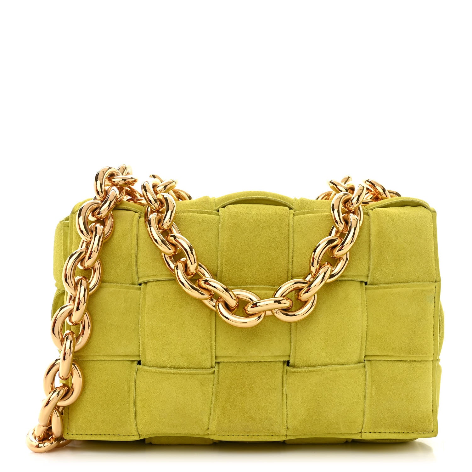 Bottega Veneta Suede Maxi Intrecciato Padded Chain Cassette Crossbody Bag Kiwi 1 of 10