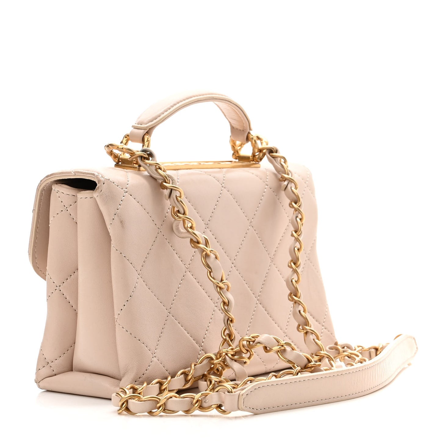 Lambskin Quilted Mini Trendy Spirit Top Handle Flap Light Pink