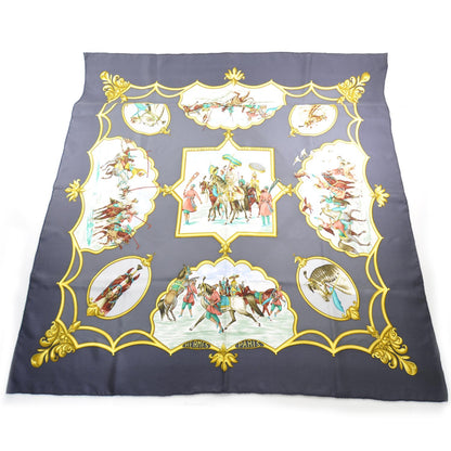 Hermes Silk Les Chevaux des Moghols Scarf 90 Navy 1 of 5