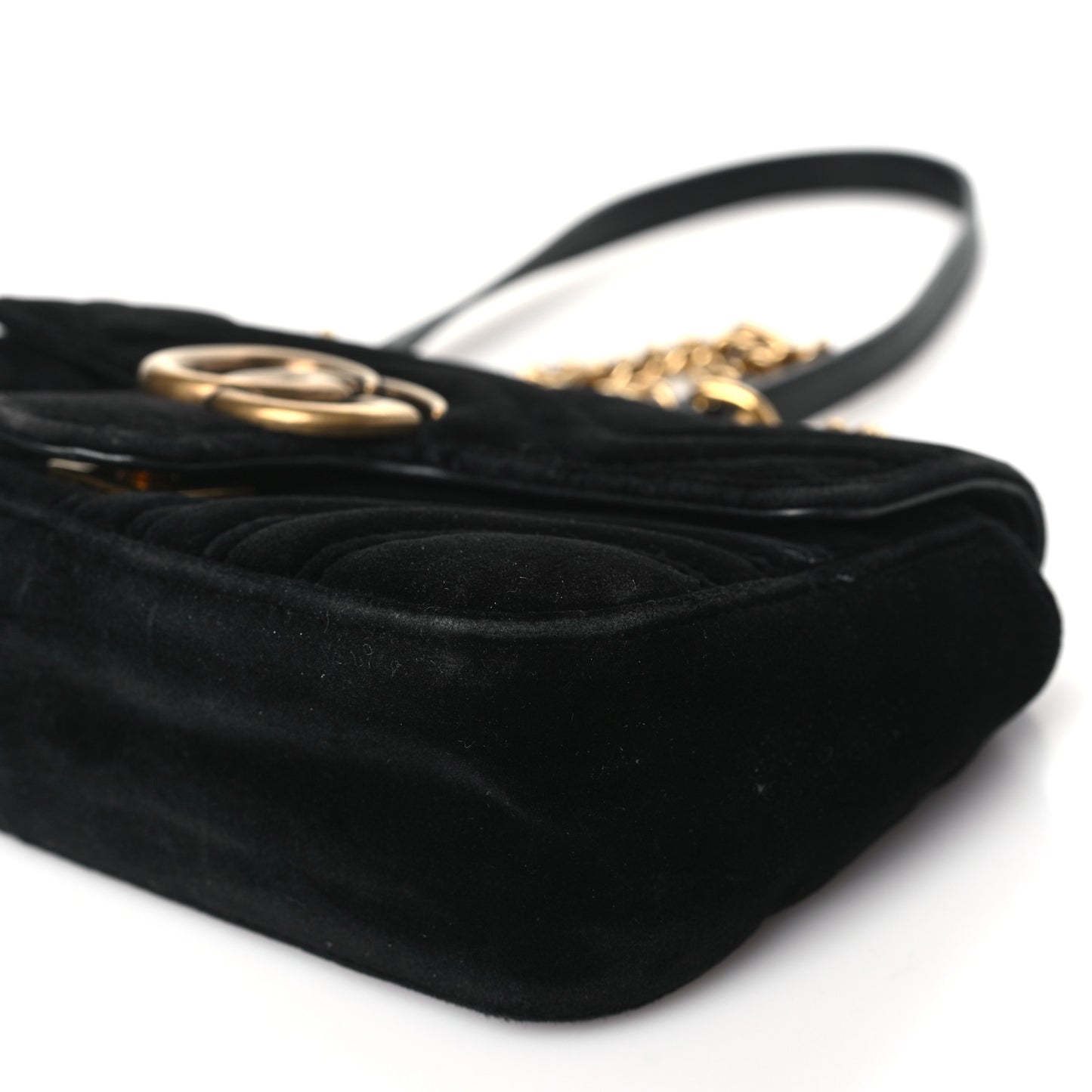 Velvet Matelasse Mini GG Marmont Shoulder Bag Black