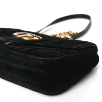 Gucci Velvet Matelasse Mini GG Marmont Shoulder Bag Black 10 of 10