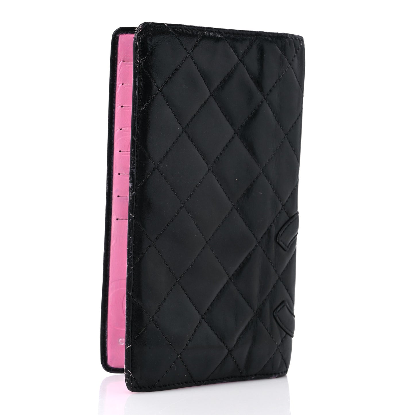 Calfskin Quilted Cambon Yen Wallet Black
