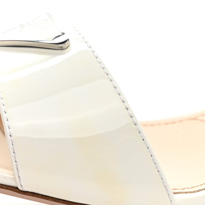 Prada Vernice Metal Triangle Logo Open Toe 65mm Sandals 39.5 Bianco 8 of 9