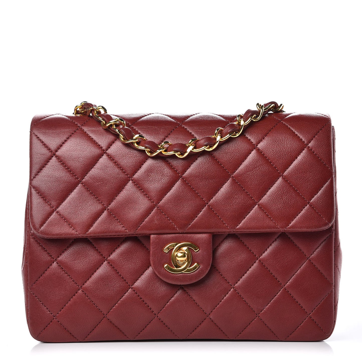 Lambskin Quilted Mini Square Flap Bordeaux