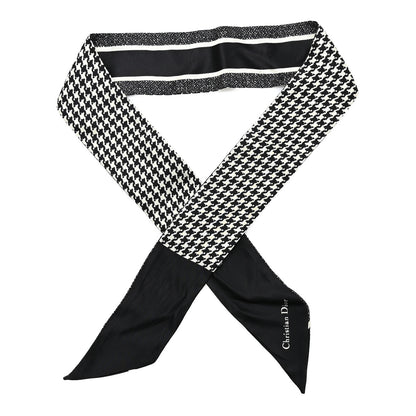Christian Dior Silk Houndstooth Mitzah Scarf Black White 1 of 3