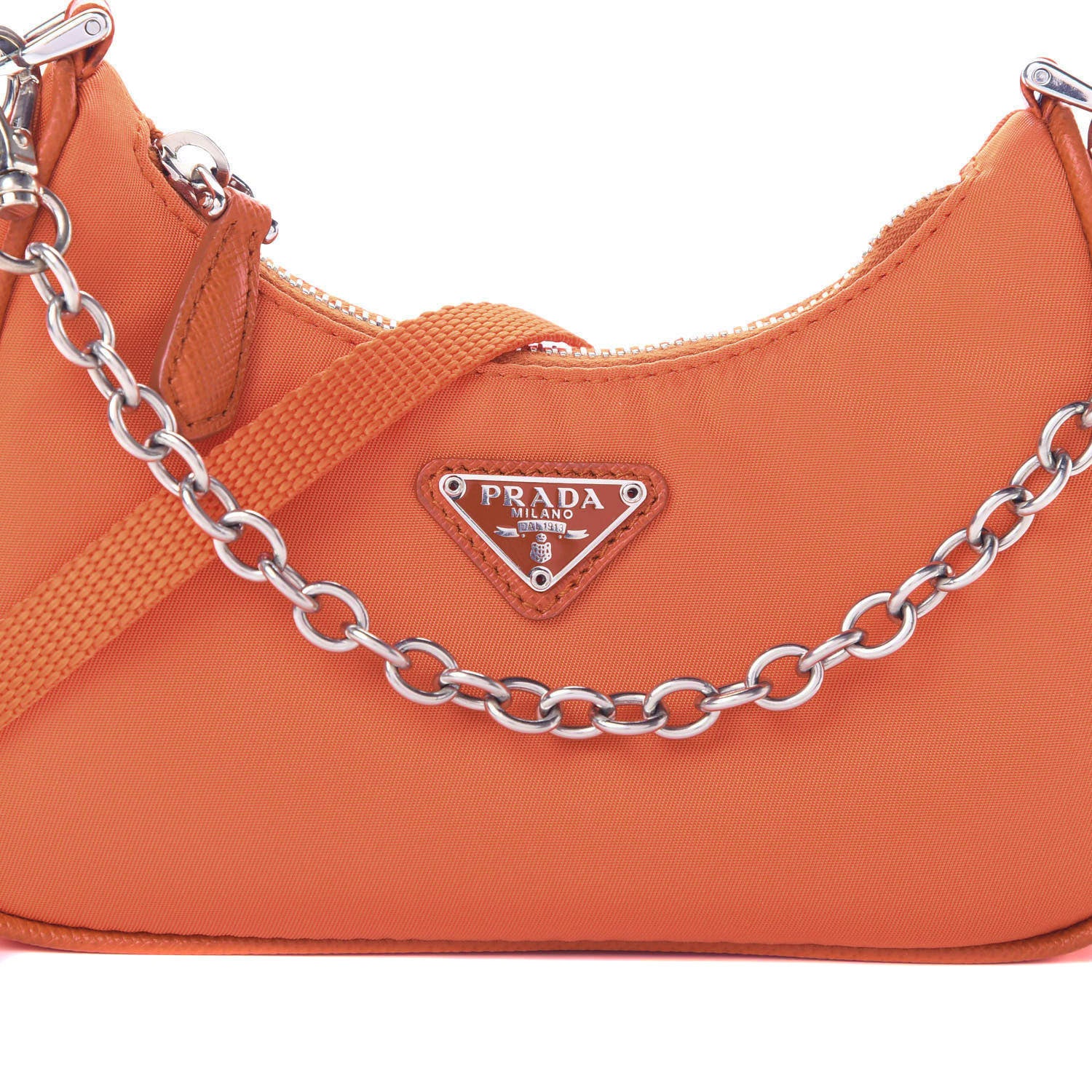 Prada Tessuto Nylon Saffiano Mini Re-Edition 2000 Shoulder Bag Arancio 10 of 10
