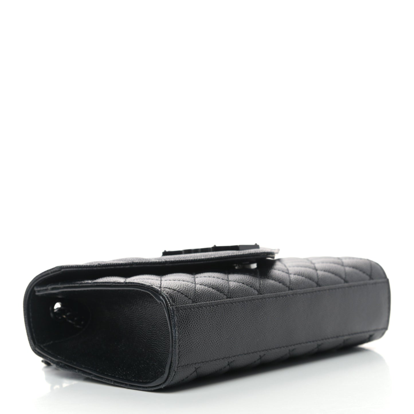 Grain De Poudre Textured Mixed Matelasse Triquilt Small Monogram Satchel Black