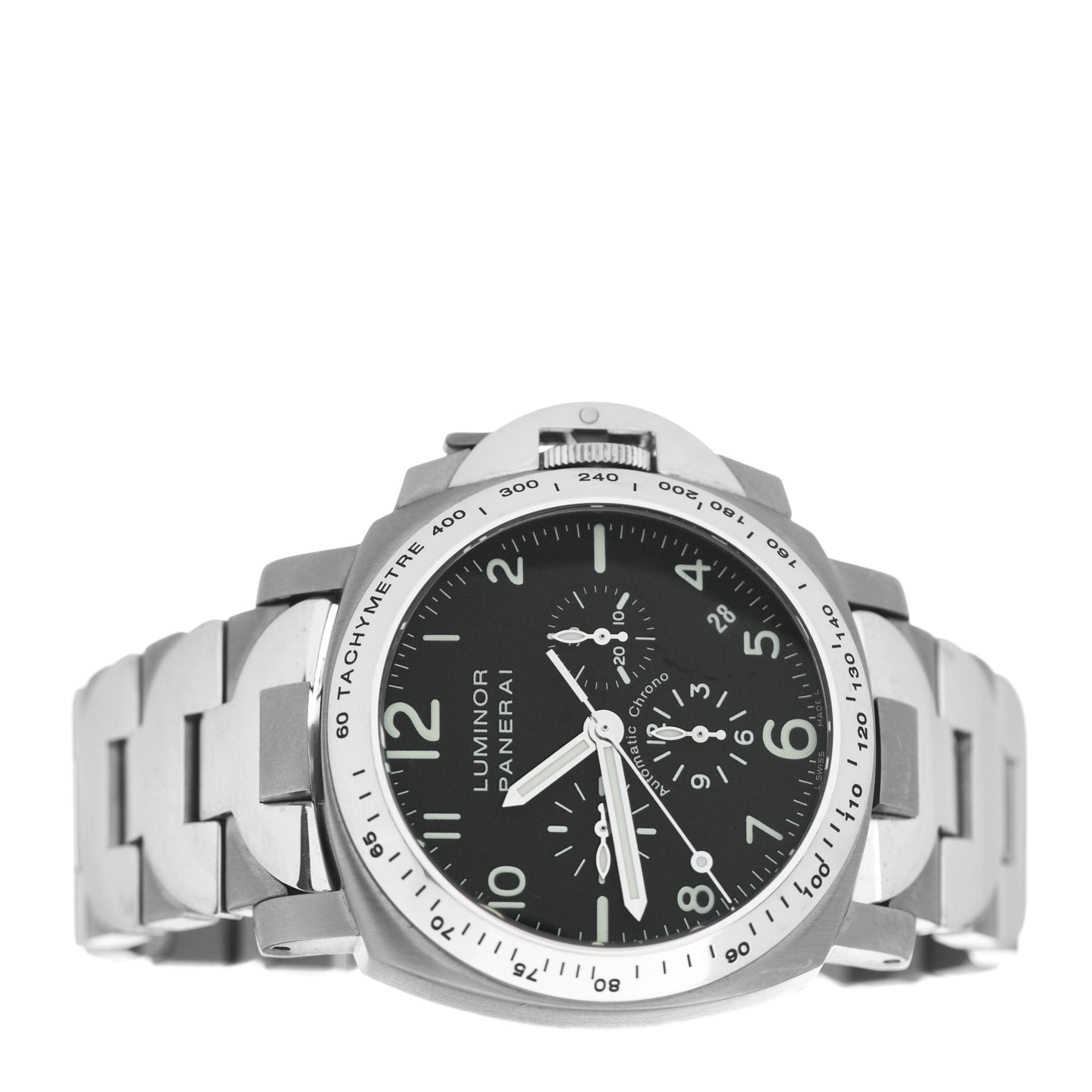 Stainless Steel 44mm Luminor Chronograph Automatic Watch Black PAM00072