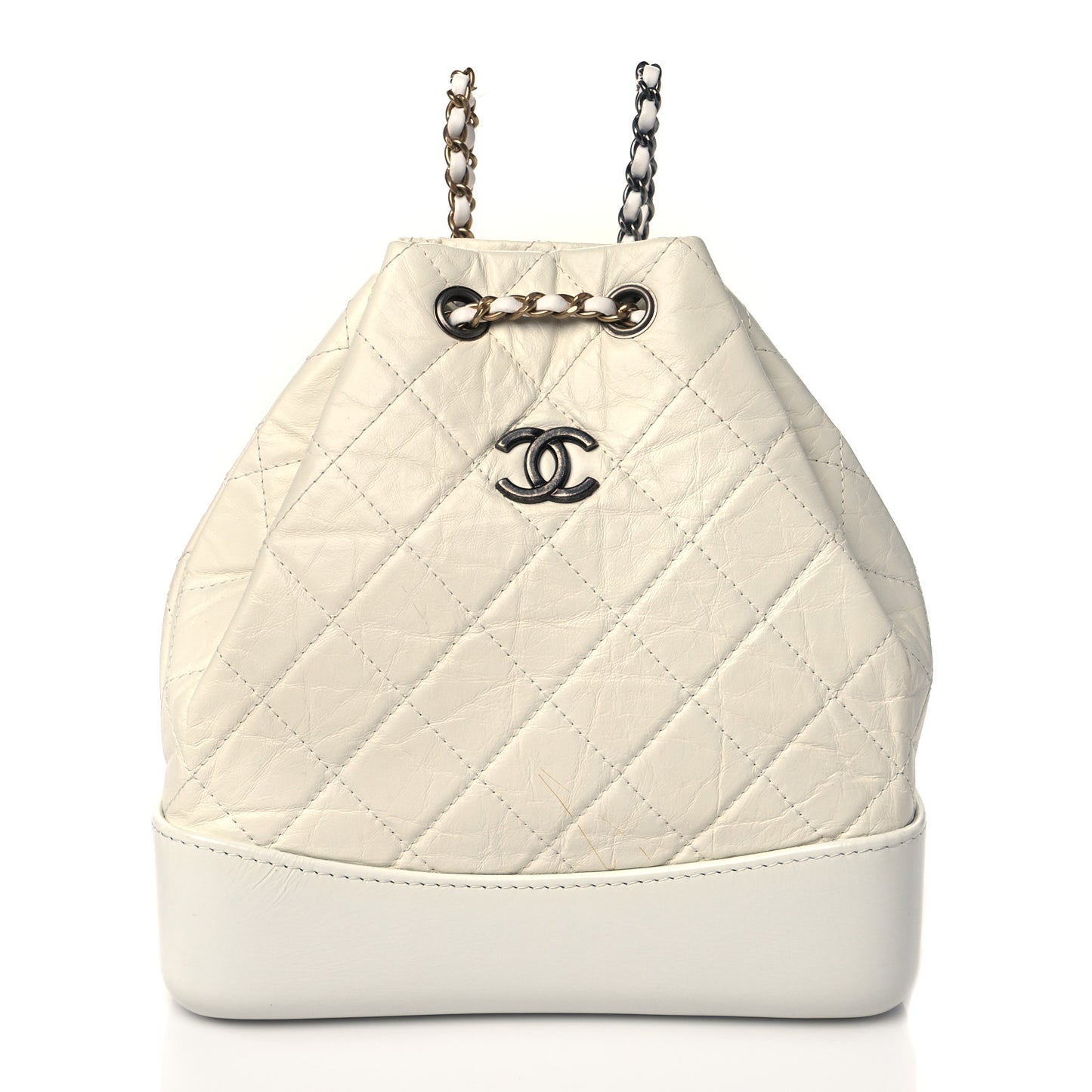 Aged Calfskin Quilted Small Gabrielle Backpack White