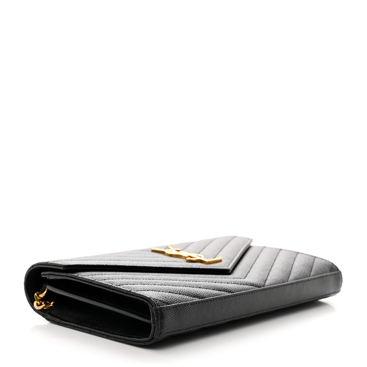 Grain De Poudre Matelasse Chevron Monogram Chain Wallet Black