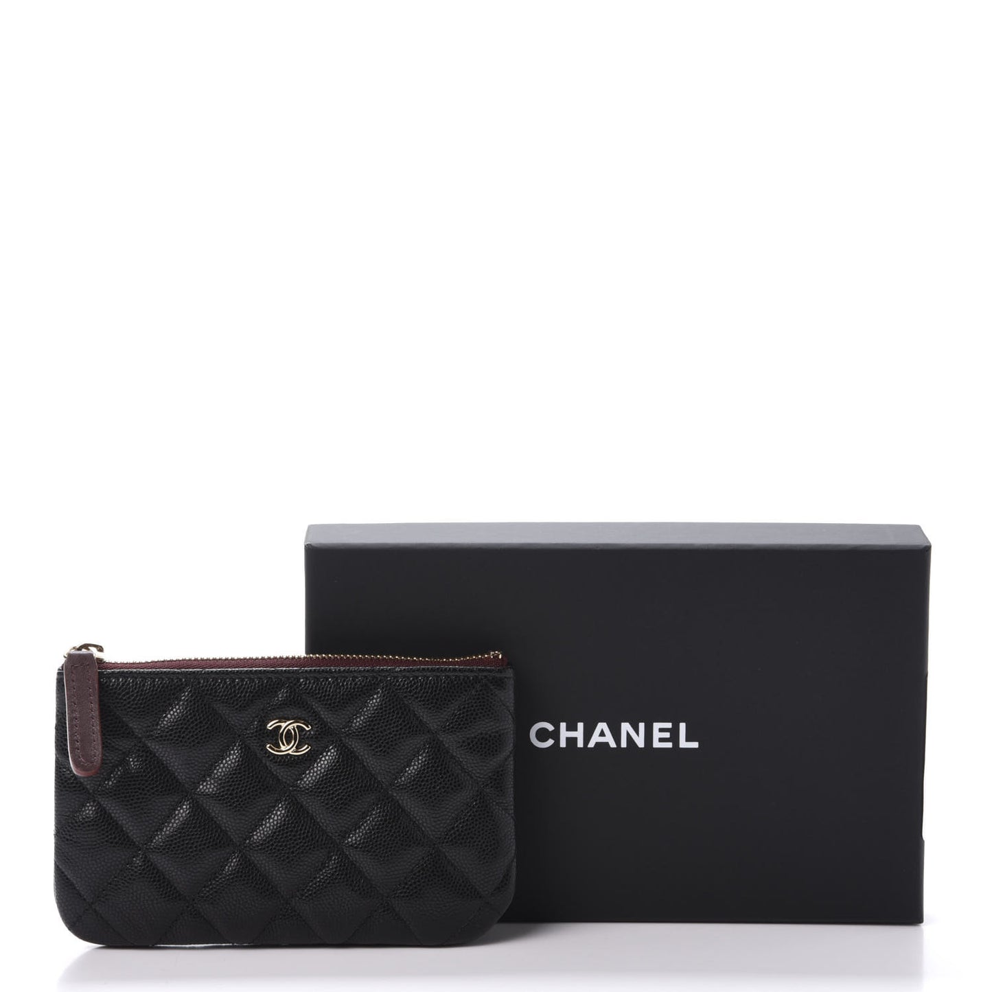 Caviar Quilted Small Cosmetic Case Black