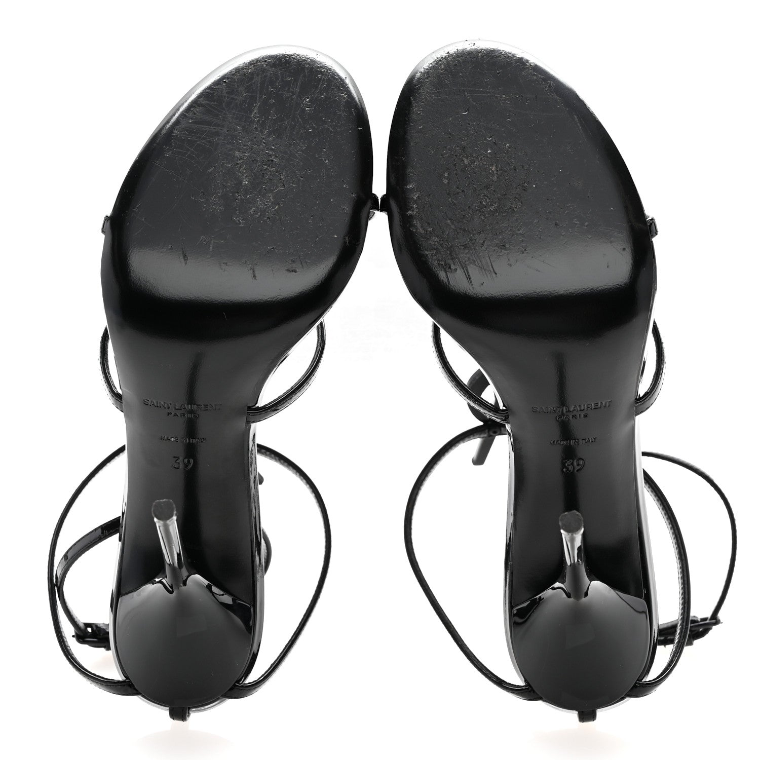 Saint Laurent Patent Cassandra 100 Ankle Strap Sandals 39 Black 6 of 8