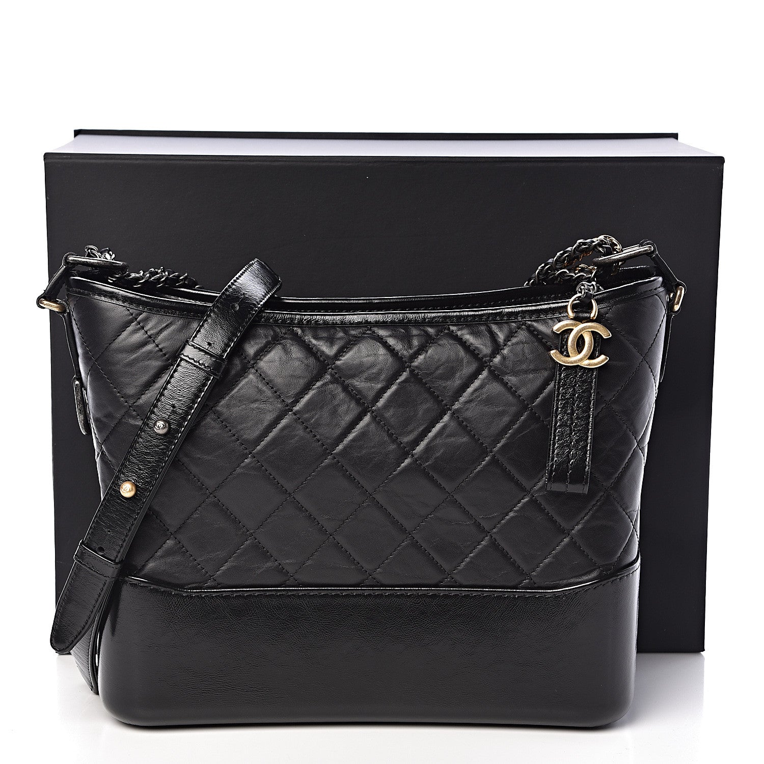 Chanel Aged Calfskin Quilted Medium Gabrielle Hobo Black 11 of 11