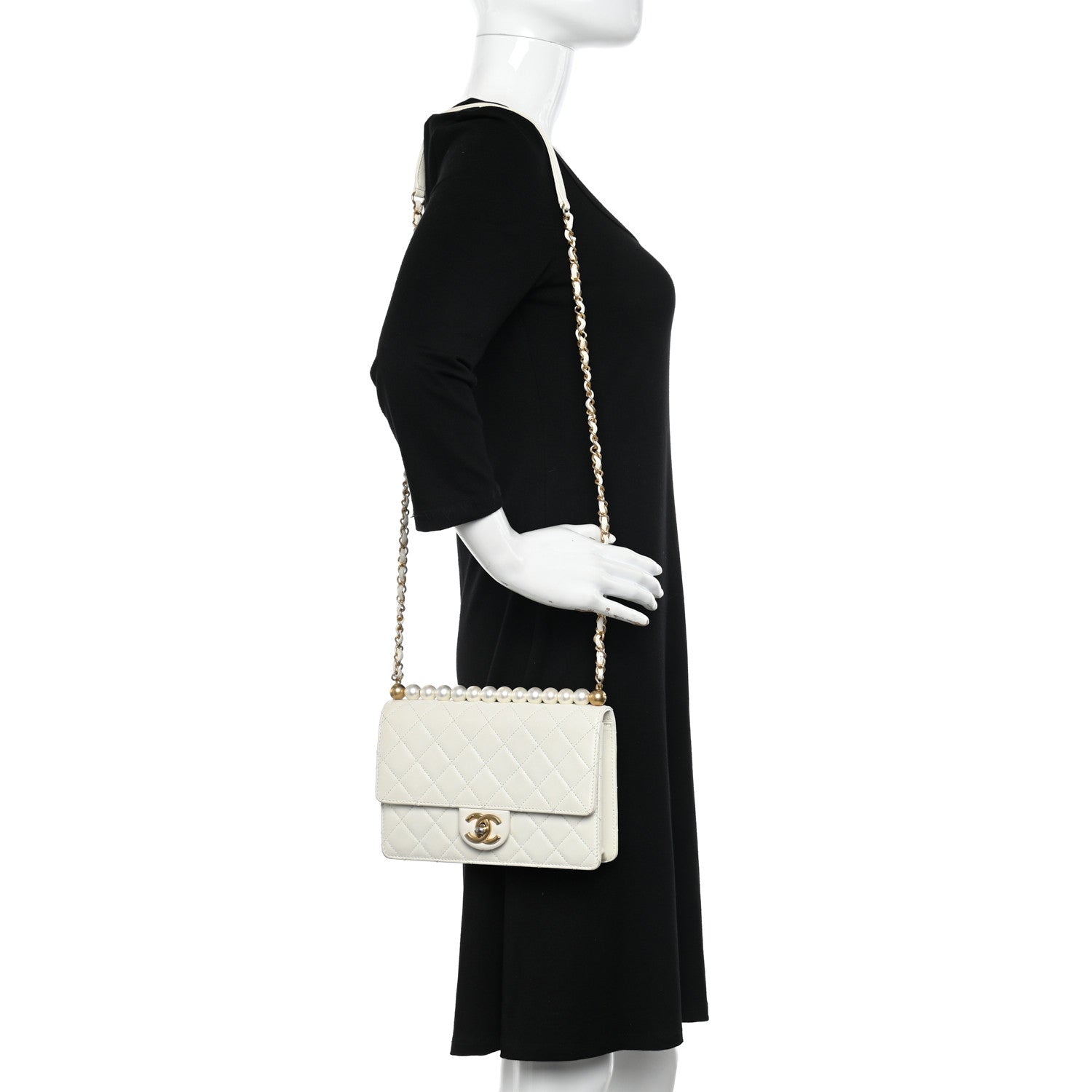Chanel Lambskin Quilted Small Chic Pearls Flap White 2 of 12
