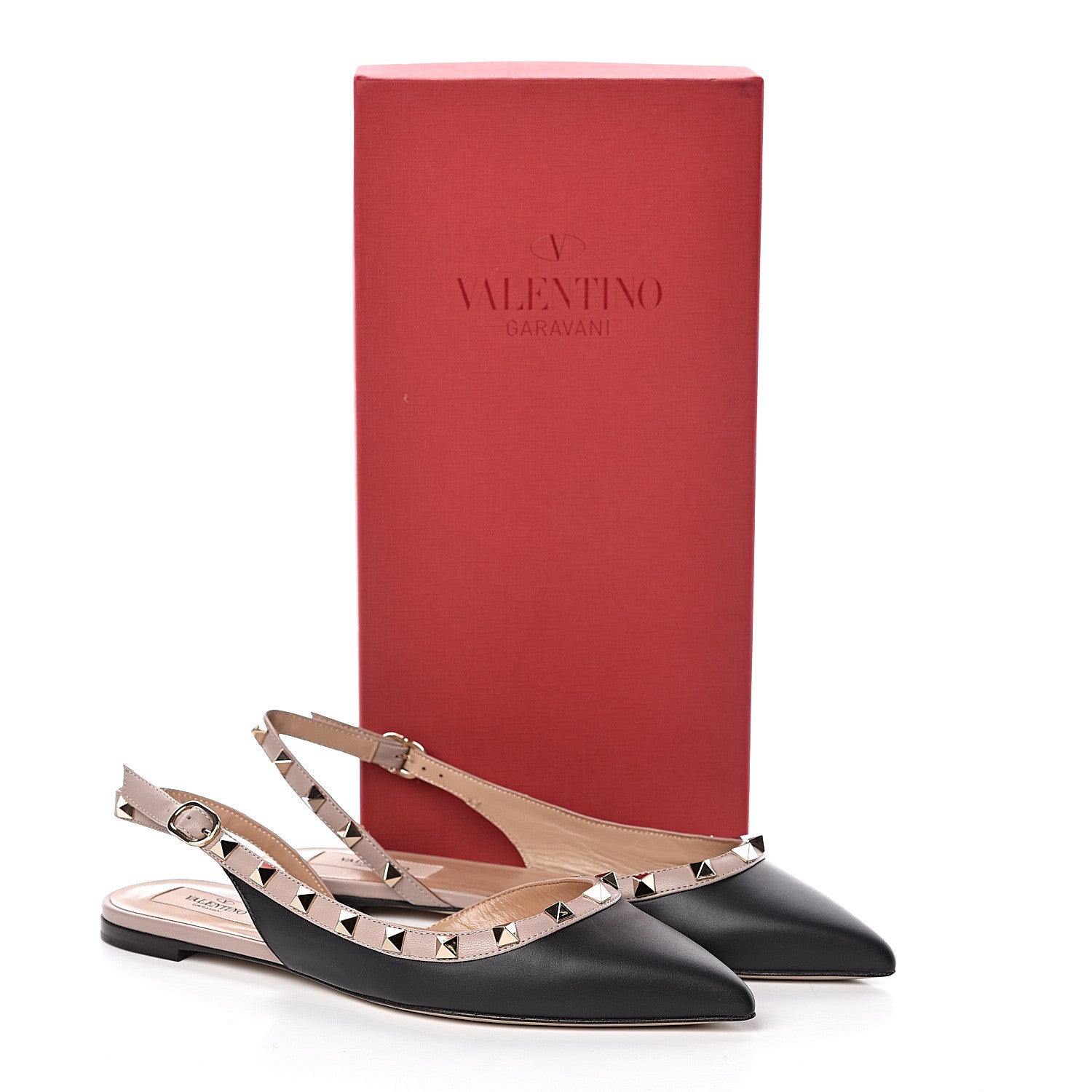 Valentino Garavani Nappa Rockstud Slingback Flats 37 Black Poudre 8 of 8