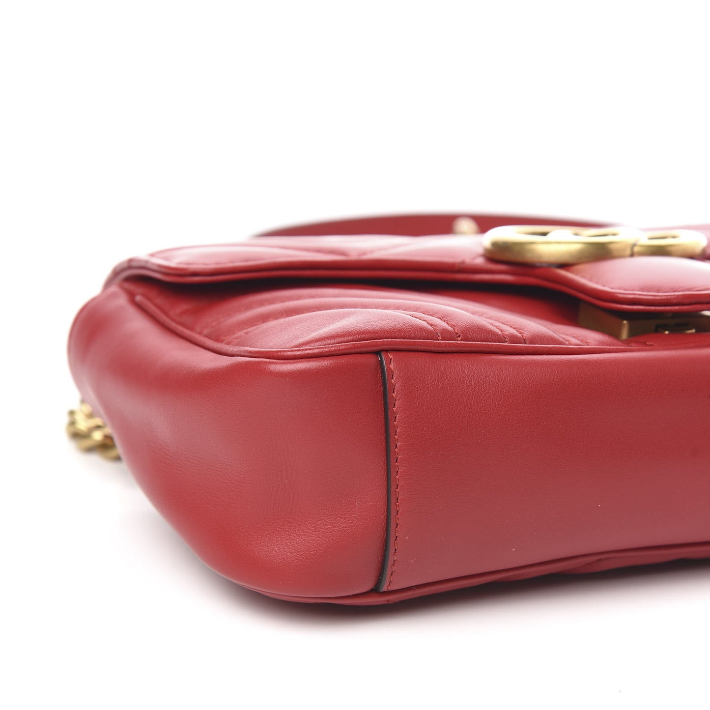 Calfskin Matelasse Mini GG Marmont Shoulder Bag Hibiscus Red