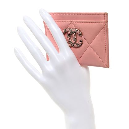 Chanel Lambskin Quilted Chanel 19 Card Holder Light Pink 2 of 13