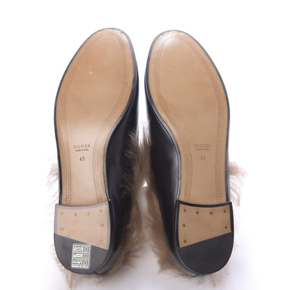 Gucci Malaga Kid Fur Womens Jordaan Loafers 41 Black Natural 7 of 12