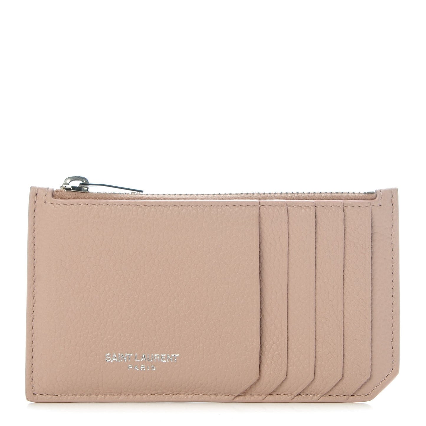 Grained Calfskin 5 Fragments Zip Pouch Card Holder Pale Pink