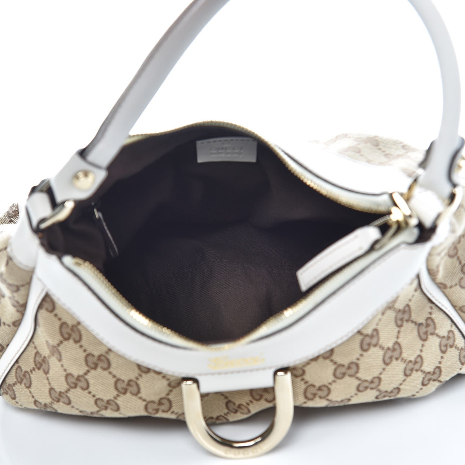 Gucci Monogram Medium D Gold Ring Hobo White 5 of 7