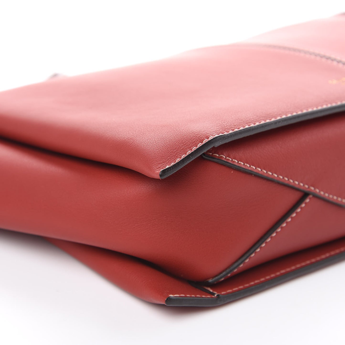 Supple Natural Calfskin Tri-Fold Clutch Red