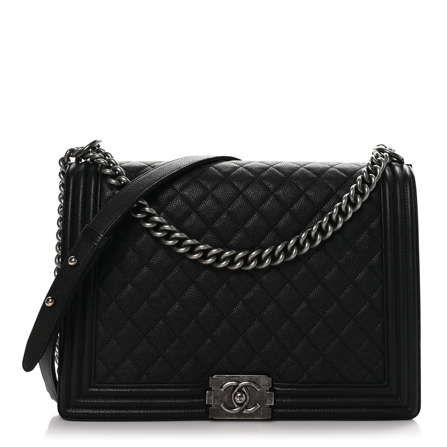 Caviar Quilted Large Boy Flap Black