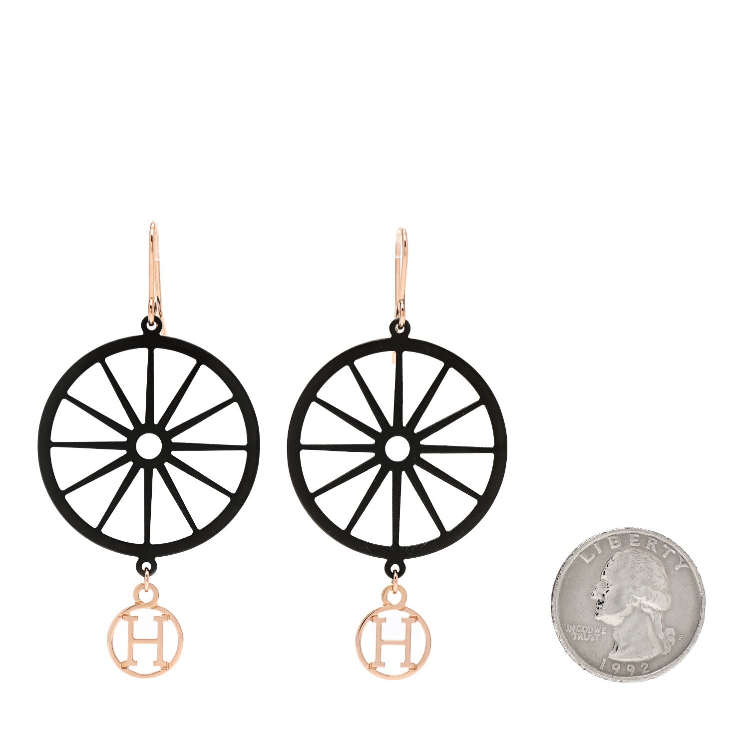 Hermes Sterling Silver 18K Rose Gold Crazy Caleche Earrings 2 of 5