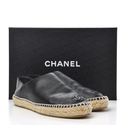 Chanel Grained Calfskin CC Espadrilles 39 Black 22 of 22