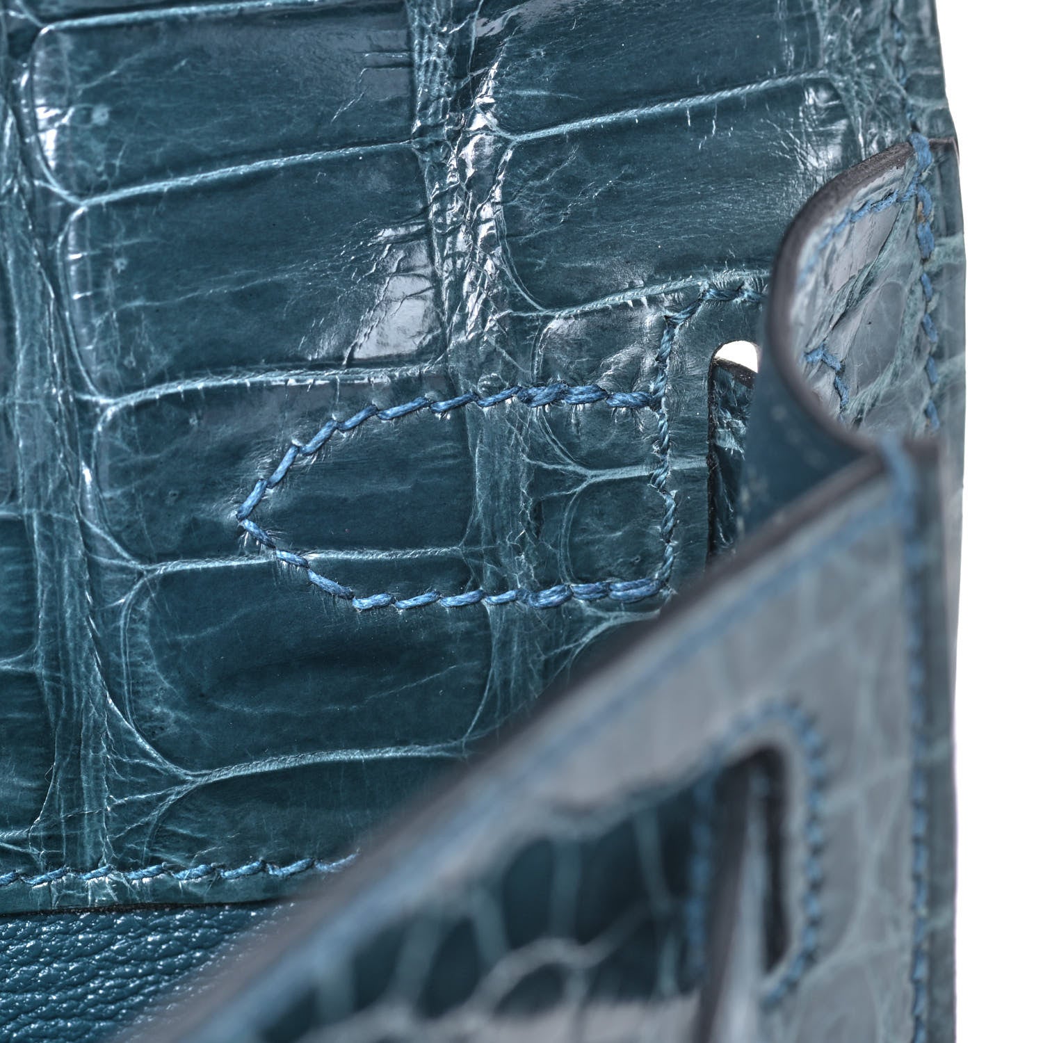 Hermes Shiny Porosus Crocodile Kelly Cut Pochette Colvert 16 of 23