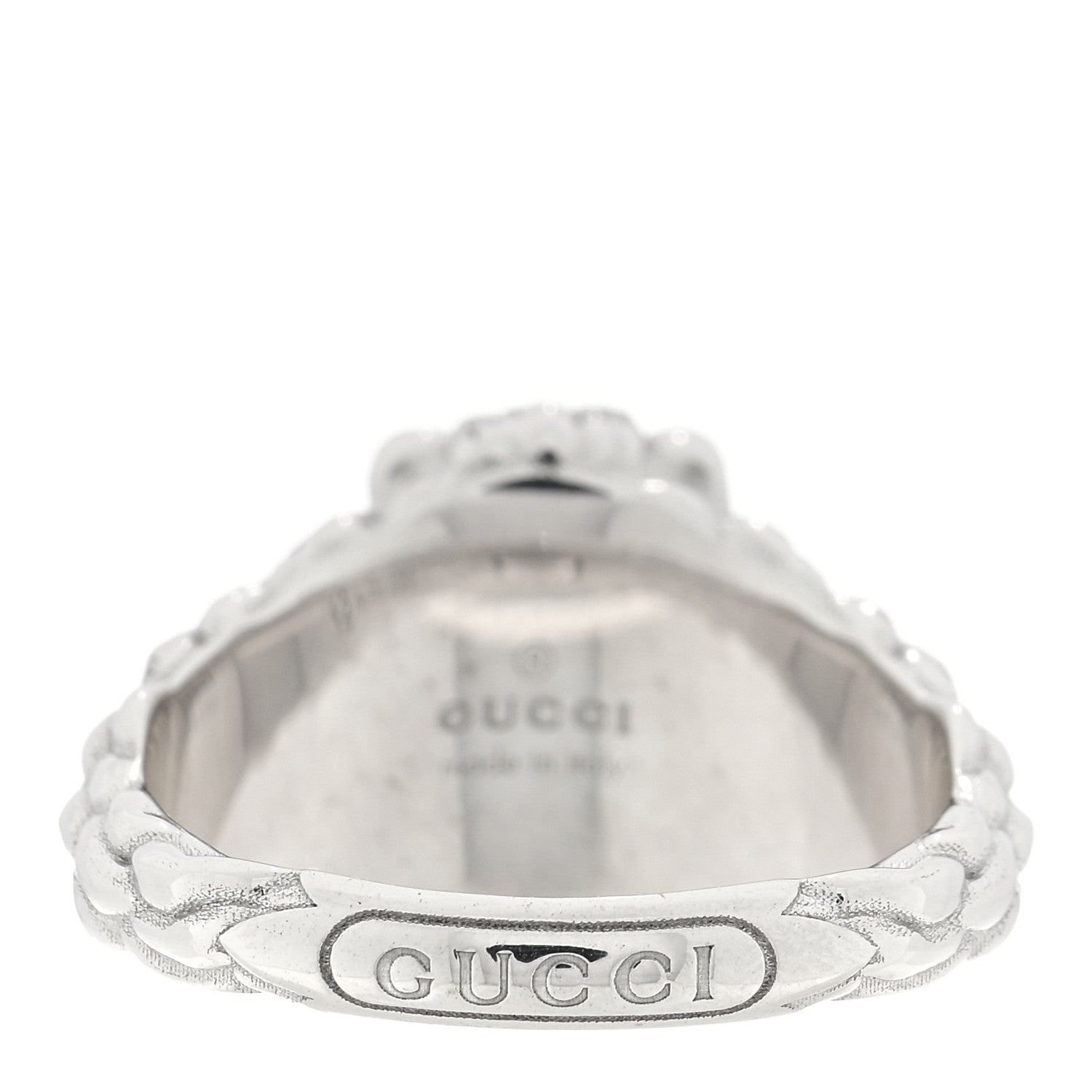 Gucci 18K White Gold Diamond Aquamarine Pave Lion Head Ring 52 6 3 of 4